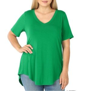 ZENANA Premium V-neck Half Sleeve T-Shirt Top NIP